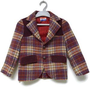 VTG 70s Elegant Heir boy's wool plaid jacket . fits 3T to 4